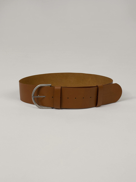 COW LEATHER WIDE BELT_CAMEL