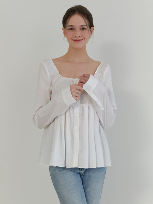 Rosie shirring blouse (white)