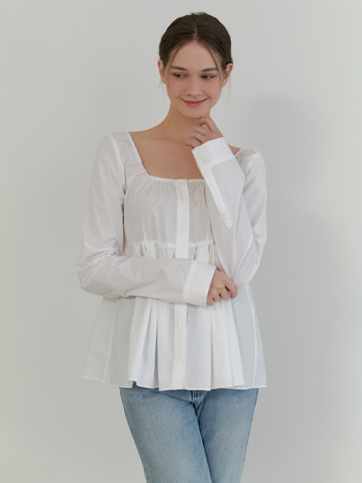 Rosie shirring blouse (white)