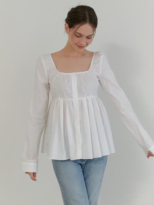 Rosie shirring blouse (white)