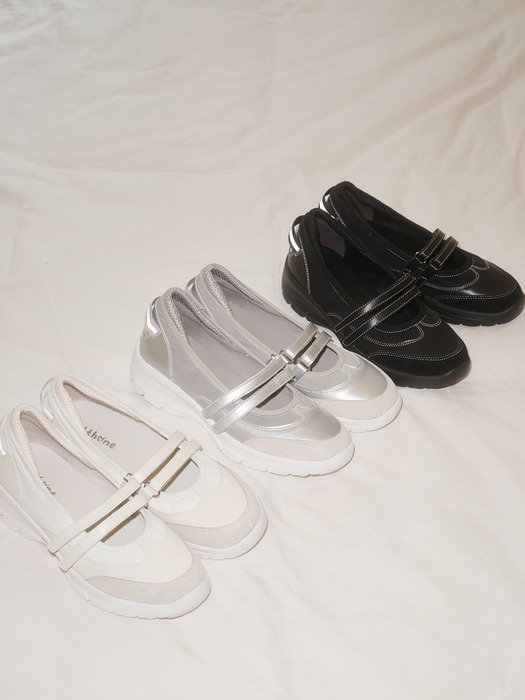 LOLA 더블 스트랩 콤비 스니커즈 4CM [Black]