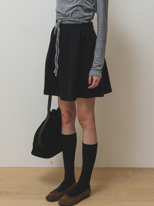 Wool tweed skirt_Black