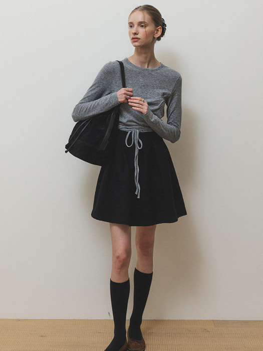 Wool tweed skirt_Black