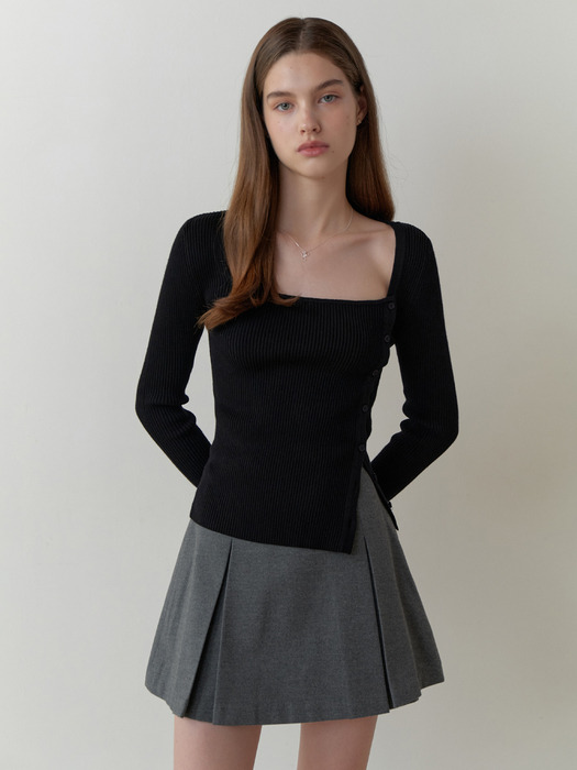 Eve button square knit (black)