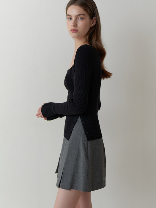 Eve button square knit (black)