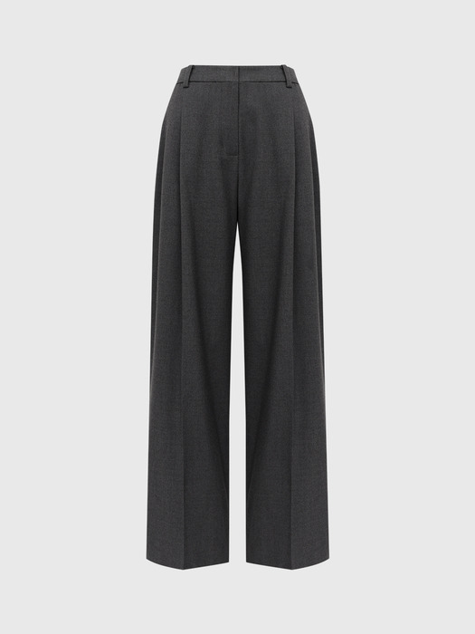 제니퍼 와이드 투 턱 팬츠_차콜 / JENNIFER WIDE TWO TUCK PANTS_CHARCOAL