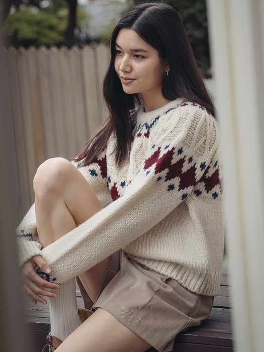 Dia twisted wool blended knit_Light Beige