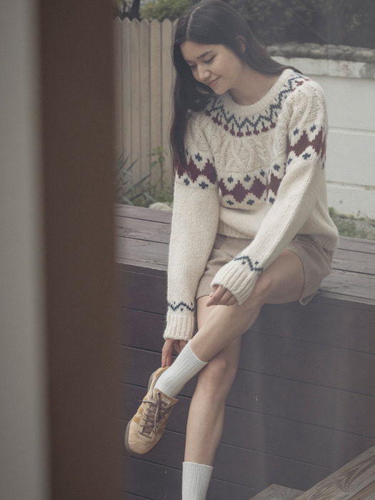 Dia twisted wool blended knit_Light Beige