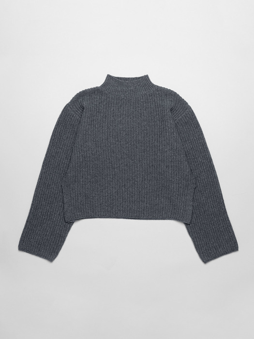 Loose fit half-neck knit Light grey