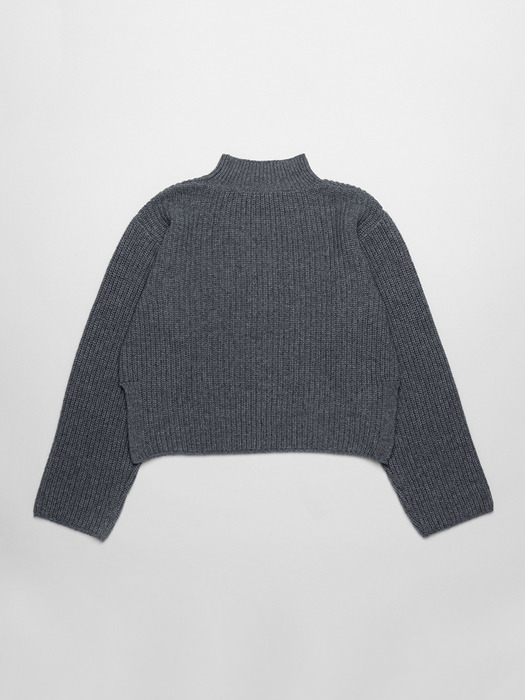Loose fit half-neck knit Light grey