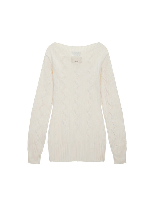 DAMAGE POINT CABLE KNIT DRESS IN IVORY