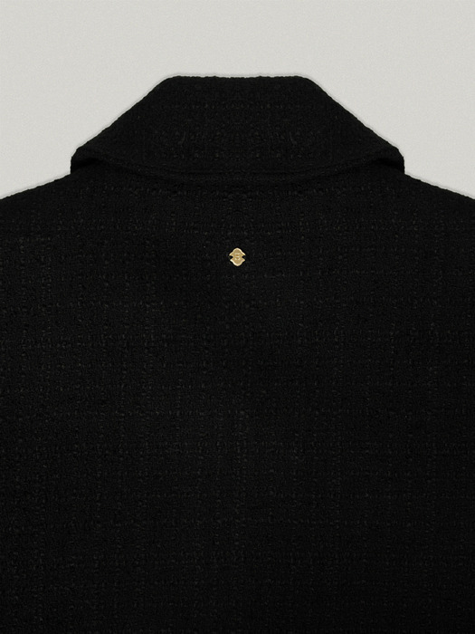 FUZZY DETACHABLE  TWEED JACKET [BLACK]