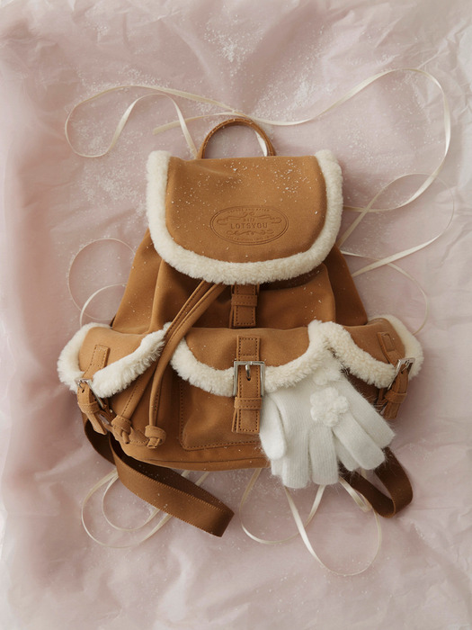 lotsyou_Nostalgia Chubby Shearling Backpack Brown