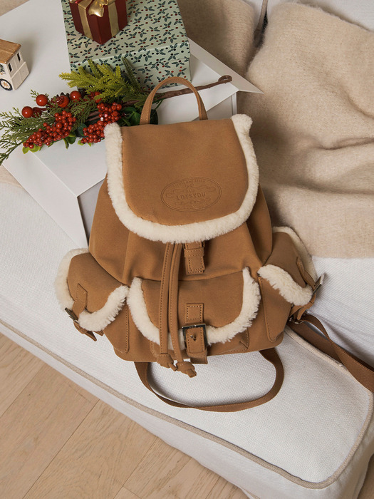 lotsyou_Nostalgia Chubby Shearling Backpack Brown