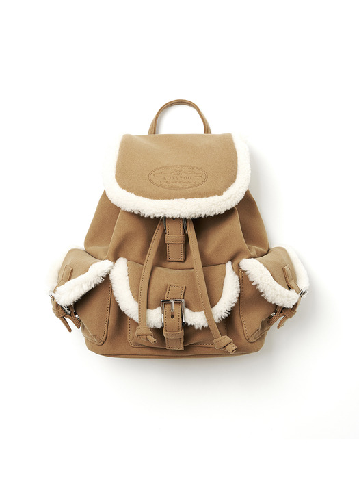 lotsyou_Nostalgia Chubby Shearling Backpack Brown