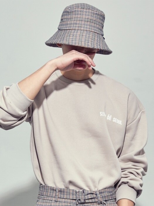 UNISEX SIMPLE BUCKET HAT (CHECK BEIGE)