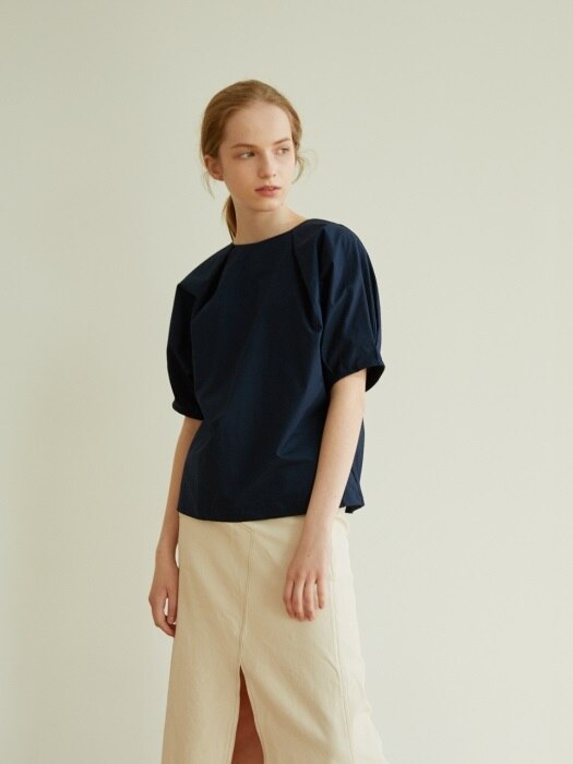 DOUBLE TUCKED BLOUSE_NAVY