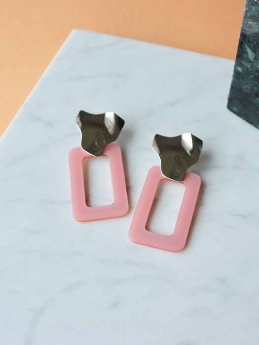 Pink Frame Earring