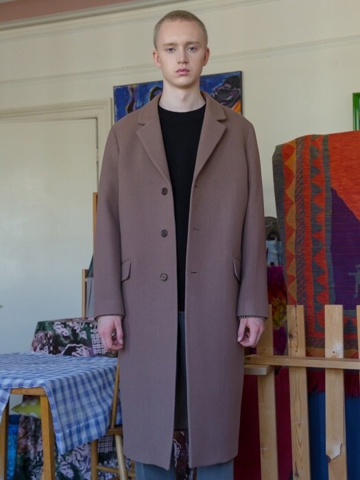 Single-Breasted Pure Wool Overcoat / Cocoa