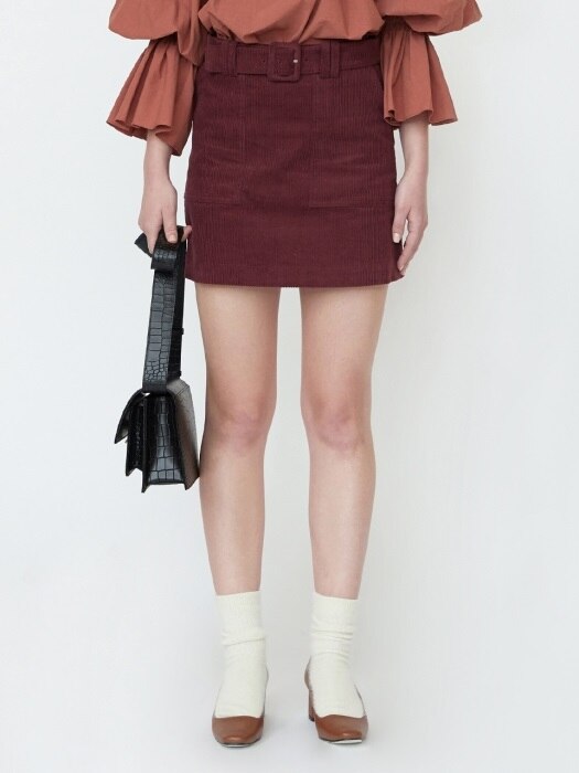 18FW CORDUROY MINI SKIRT - BURGUNDY