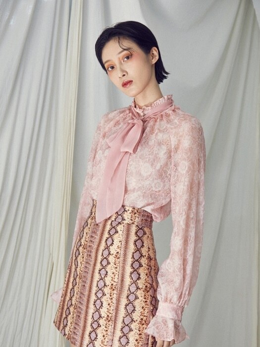 Raglan shirring blouse [Pink]