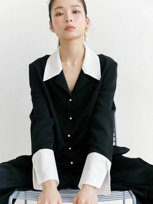 19SS NOTCHED COLLAR BLOUSE /BLACK