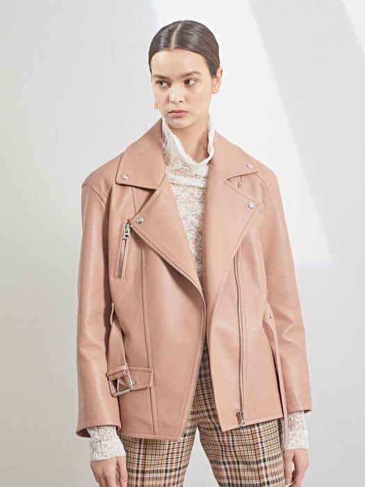 Matisse lambs leather Rider jacket - Coral beige