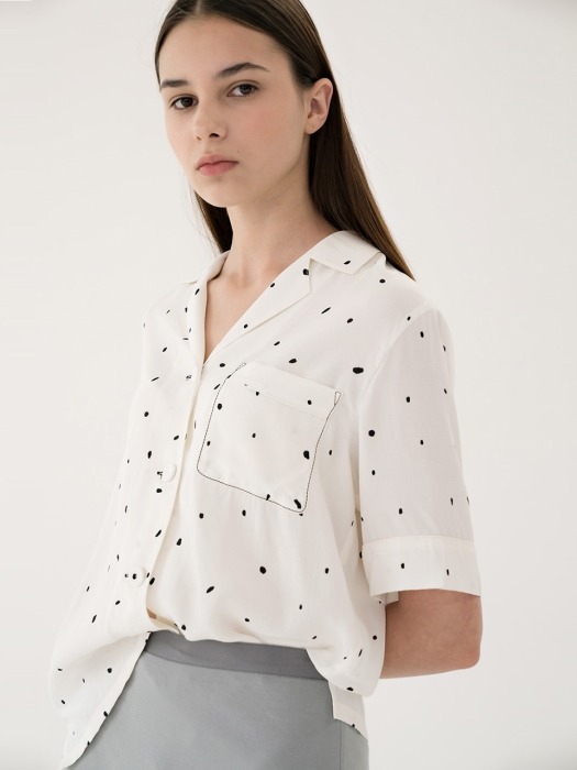 dot open collar shirt (white)