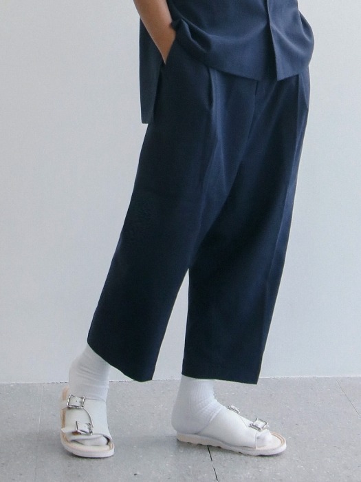 RECEPTION LINEN WIDE SET-UP PANTS - MODIFIED FIT (NAVY)