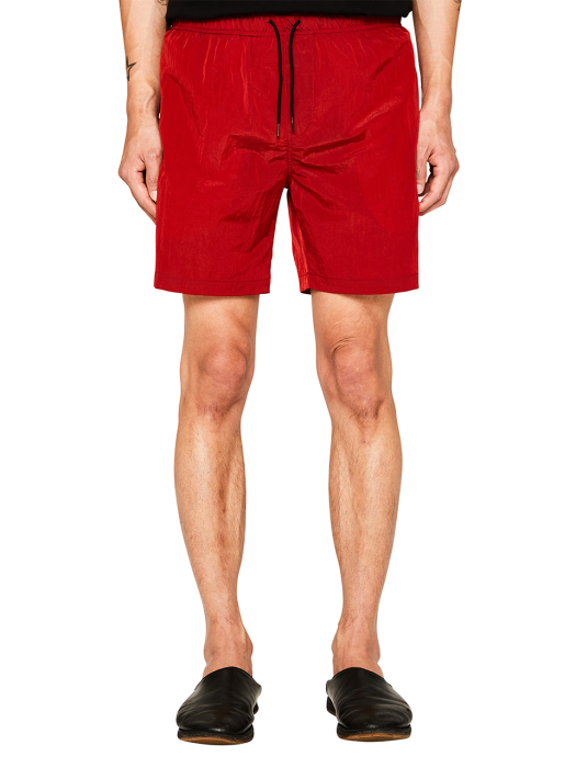 RED WRINKLE NYLON SHORTS