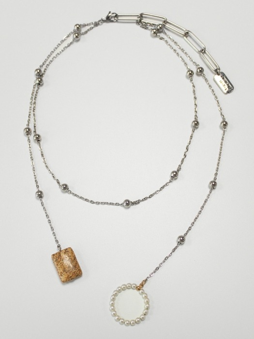 Cloud gem twoway necklace (Silver)