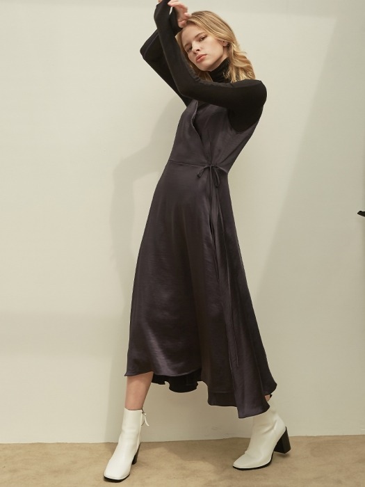 Lucas Wrap Slip Dress_black satin