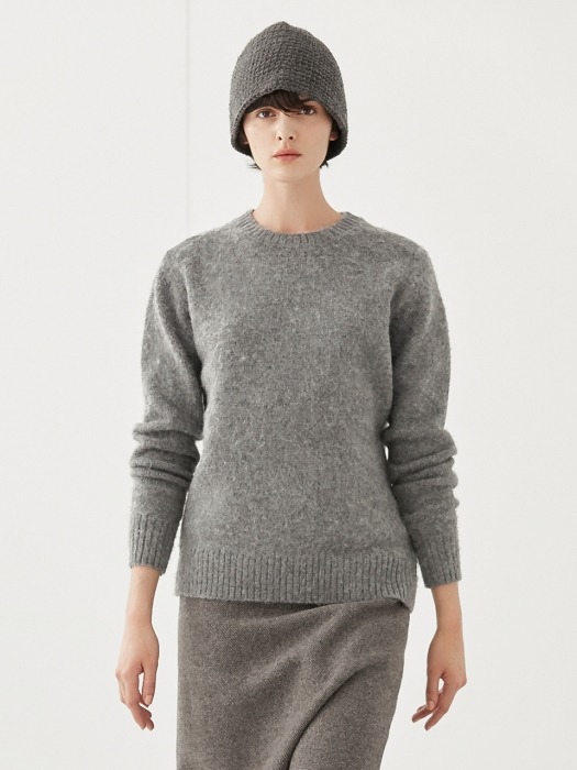 MOHAIR ROUND KNIT_GRAY