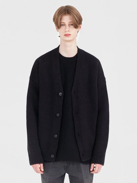 MERINO OVER CARDIGAN_BLACK