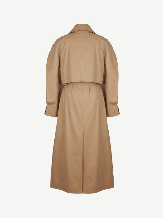 Multi-layered long sleeves trench coat