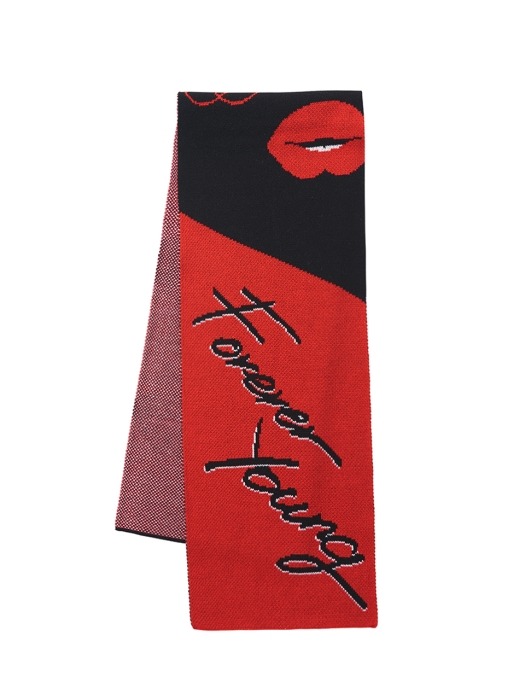 FOREVERYOUNG HEART LIPS KNIT MUFFLER_BLACK (EEON4AUY01W)