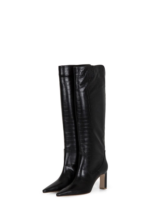 BRILLIANT LONG BOOTS-IDOS BLACK