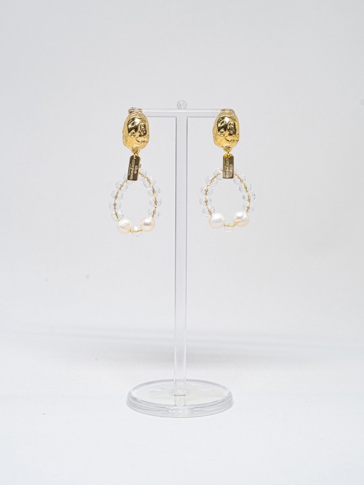 SET8(baroque teart earrings/pearl angel choker necklace)