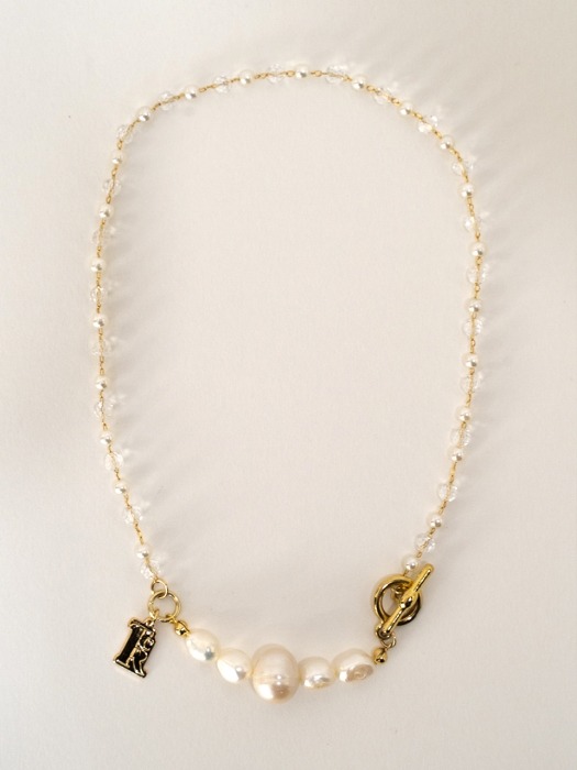 SET8(baroque teart earrings/pearl angel choker necklace)