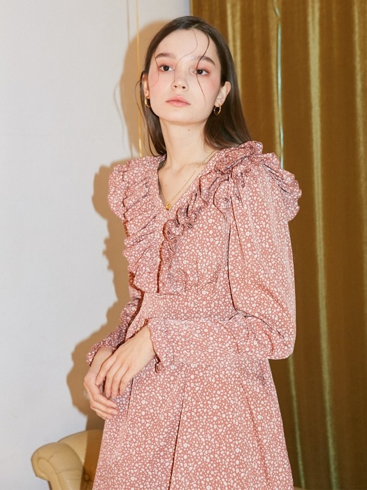 Ruffle Point Mini Dress_ Pink