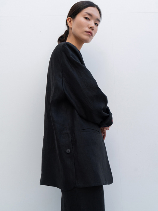 linen v jacket (black)