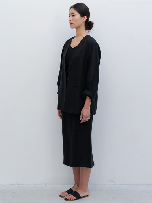 linen v jacket (black)