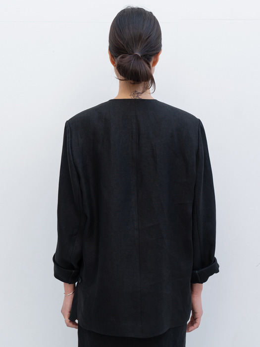 linen v jacket (black)