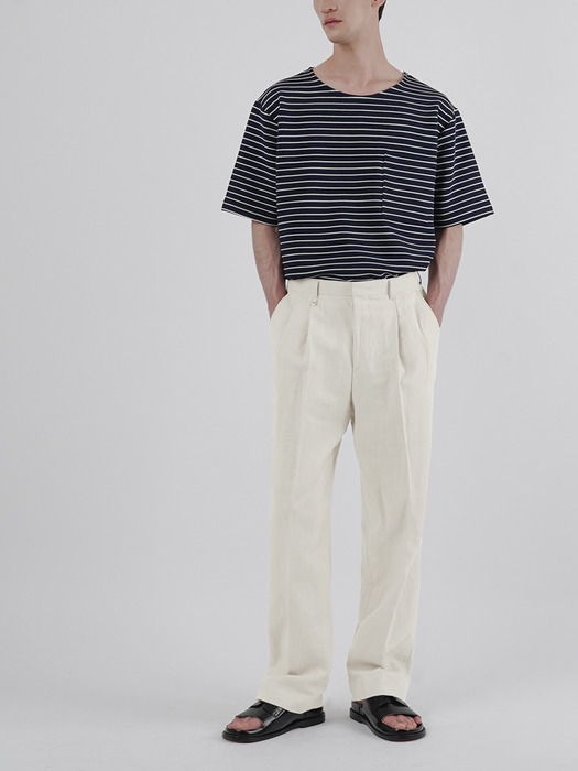 WIDE PINTUCK LINEN PANTS_IVORY