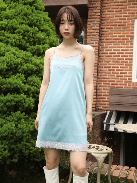 0 4 lettering lace dress - mint