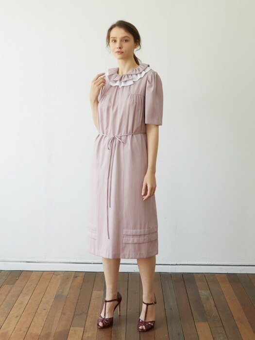 Shirring Collar Dress