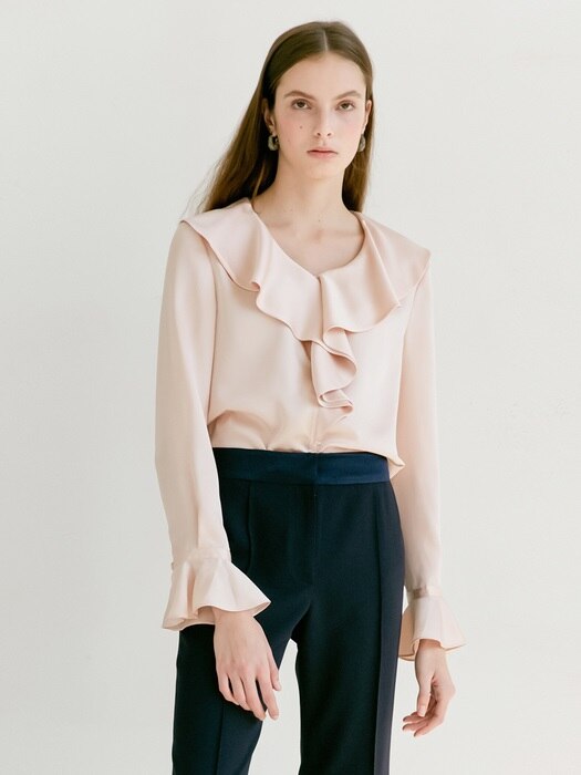 [미전시]ELLA Ruffle blouse (Rose Pink)