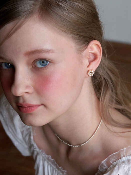 pearl cubic flower earring