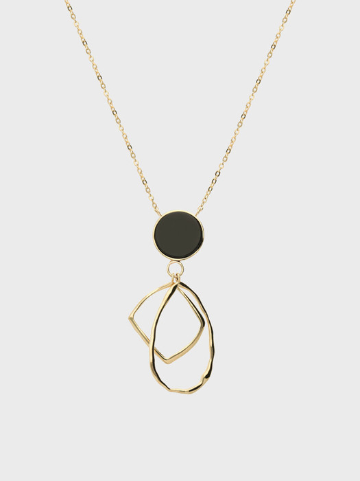 Flat Onyx Multi Ring Necklace