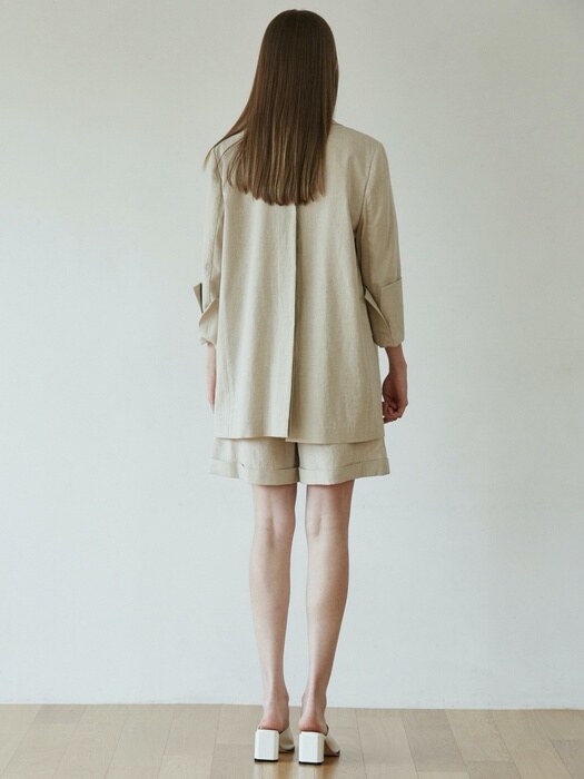 COLLIN LINEN BACK HIDDEN BUTTON JACKET_beige